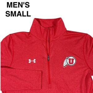 Under Armour Utah Utes 1/4 Zip Pullover Men's Medium‎ Red Long Sleeve UA Logo